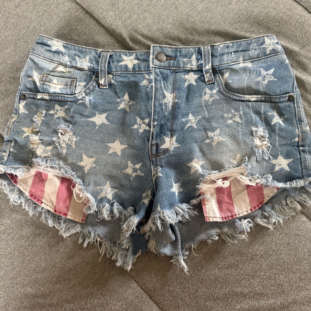 Mossimo Supply Co. Blue Star-Patterned Jean Shorts